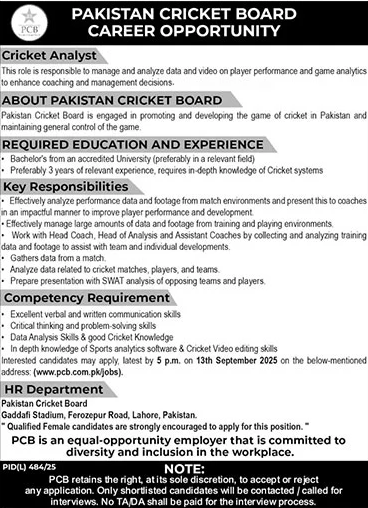 Jobs in Pakistan Cricket Board
